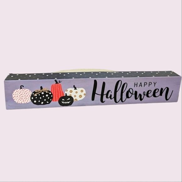 Happy Halloween Wood Sign 12x2x1.25 - Picture 1 of 9